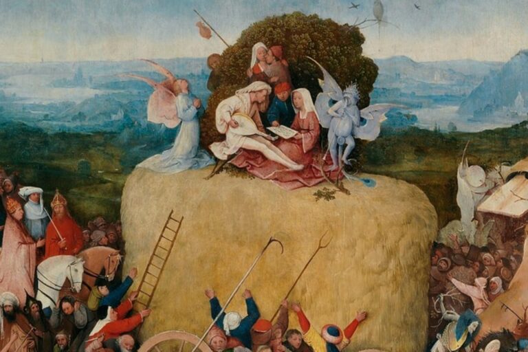 босх триптих воз сена фрагмент люди на стогу сена