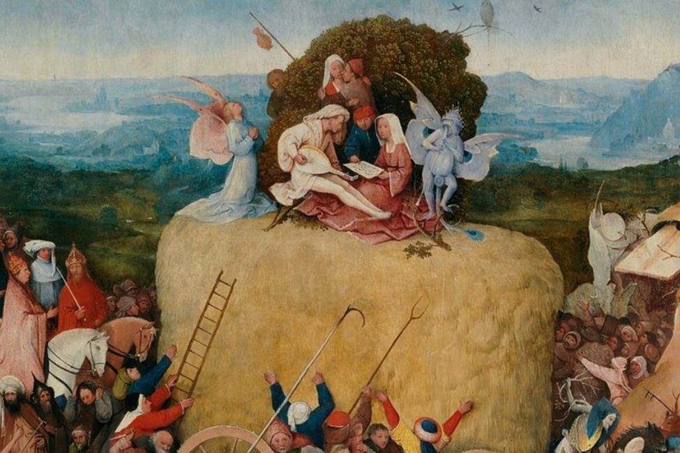 босх триптих воз сена фрагмент люди на стогу сена