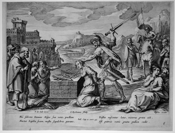 иеффай приносит свою дочь в жертву Богу гравюра
