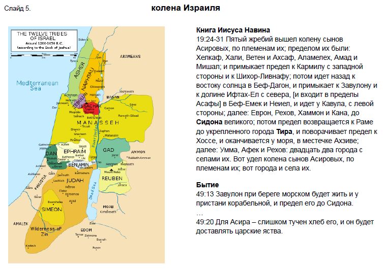 израиль карта с обозначением территорий колен