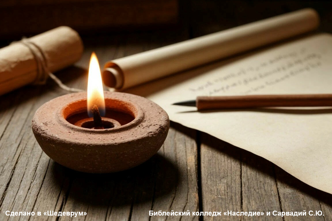 трость и лен светильник перо пергамент книги свитки
