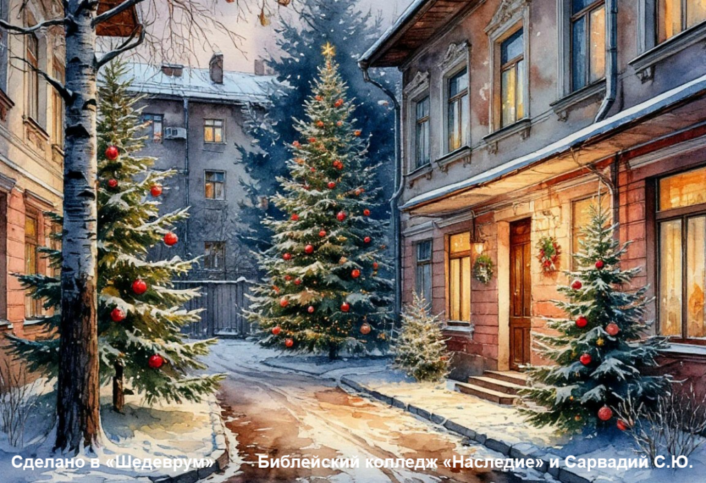 елка рождество двор